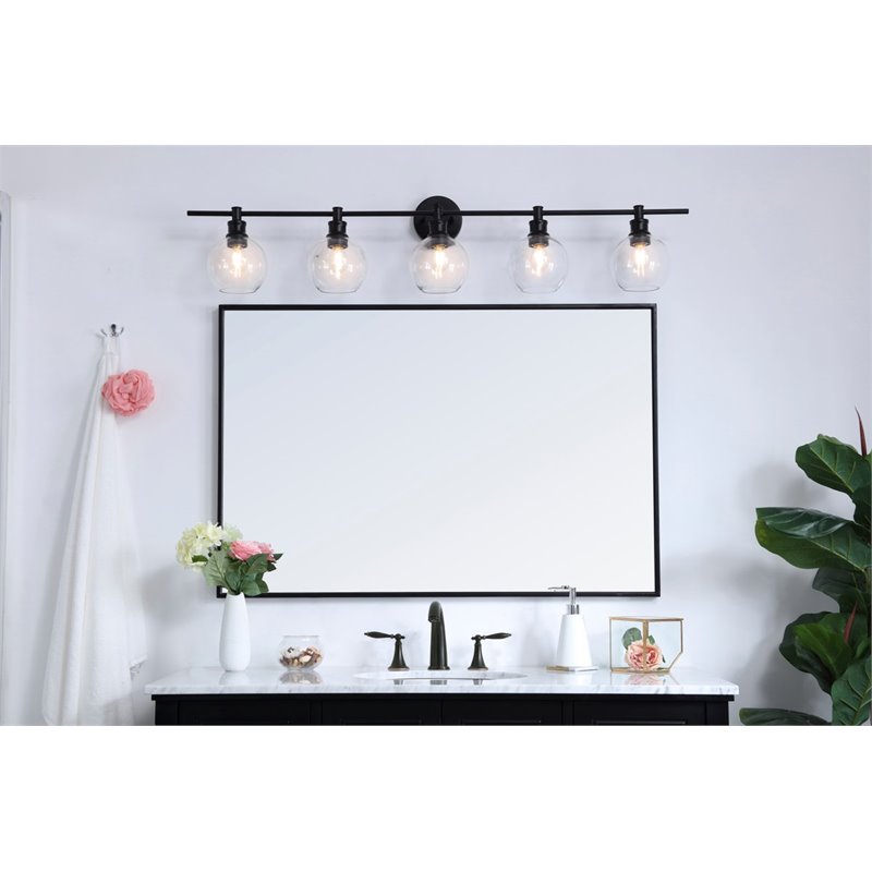 Living District Collier 5-Light Metal & Glass Wall Sconce in Black/Clear