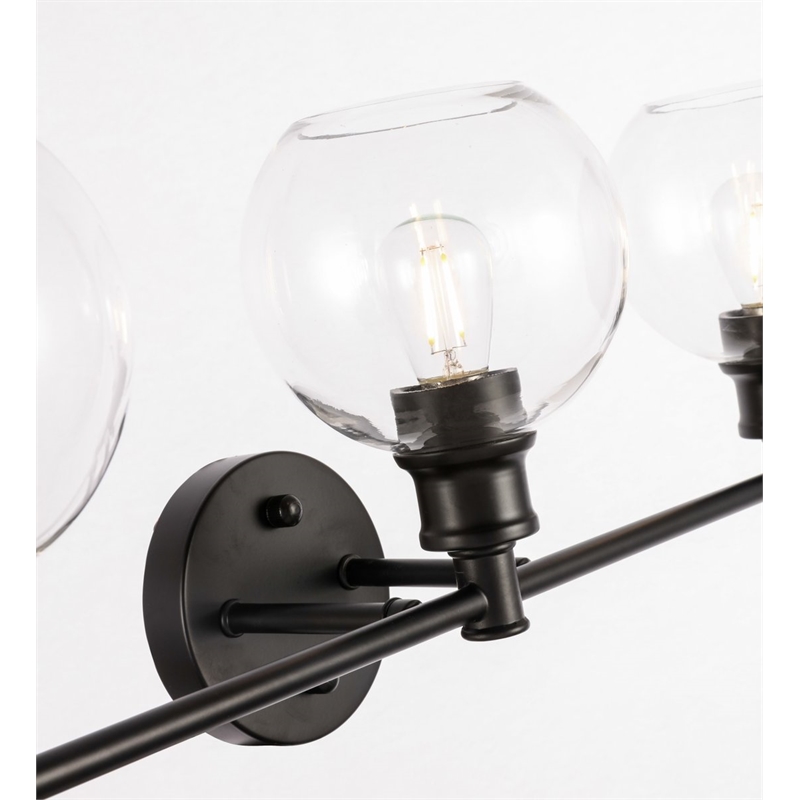 Living District Collier 5-Light Metal & Glass Wall Sconce in Black/Clear
