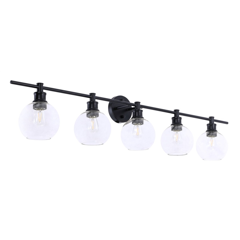 Living District Collier 5-Light Metal & Glass Wall Sconce in Black/Clear