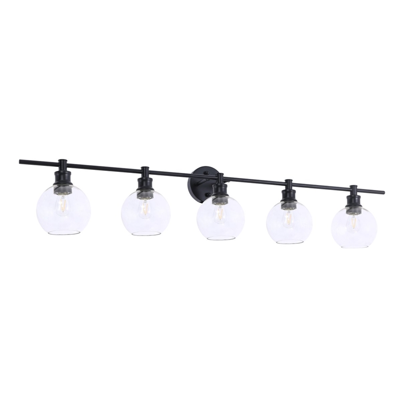 Living District Collier 5-Light Metal & Glass Wall Sconce in Black/Clear