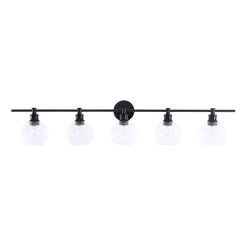 Living District Collier 5-Light Metal & Glass Wall Sconce in Black/Clear