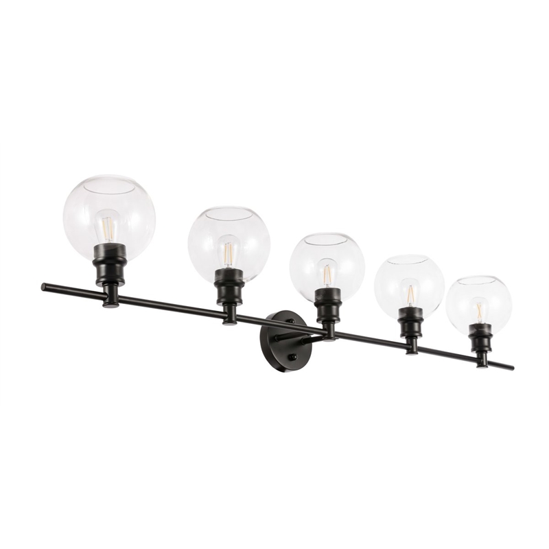 Living District Collier 5-Light Metal & Glass Wall Sconce in Black/Clear