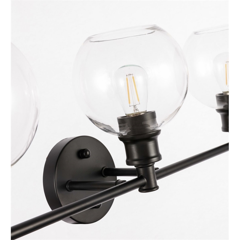 Living District Collier 5-Light Metal & Glass Wall Sconce in Black/Clear