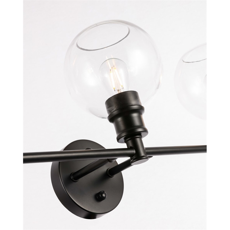 Living District Collier 5-Light Metal & Glass Wall Sconce in Black/Clear