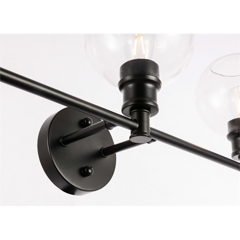 Living District Collier 5-Light Metal & Glass Wall Sconce in Black/Clear