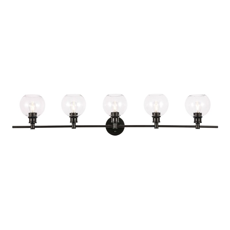 Living District Collier 5-Light Metal & Glass Wall Sconce in Black/Clear