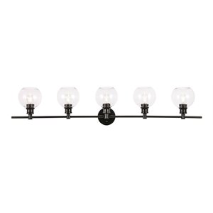 Living District Collier 5-Light Metal & Glass Wall Sconce in Black/Clear