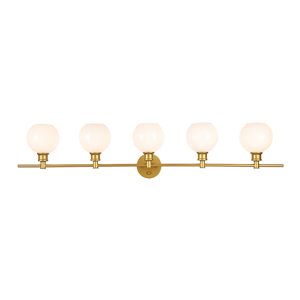 Living District Collier 5-Light Metal Wall Sconce in Brass/Frosted White