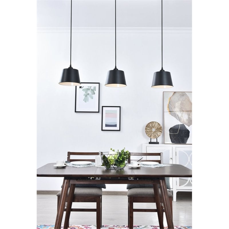 Living District Nota 3-Light Mid-Century Metal Pendant in Black