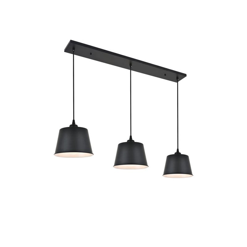 Living District Nota 3-Light Mid-Century Metal Pendant in Black