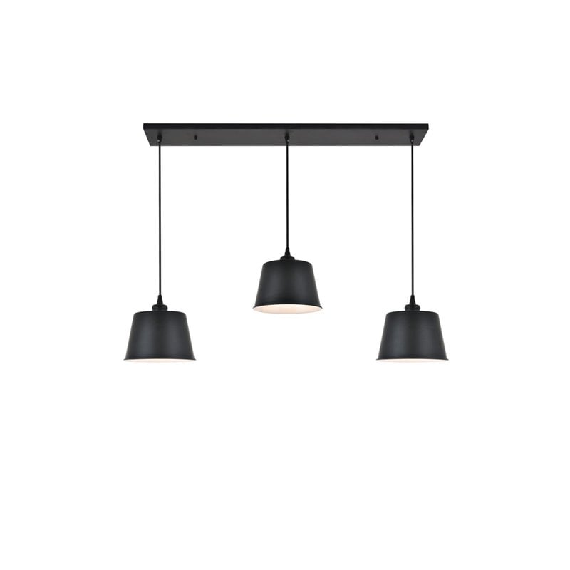 Living District Nota 3-Light Mid-Century Metal Pendant in Black