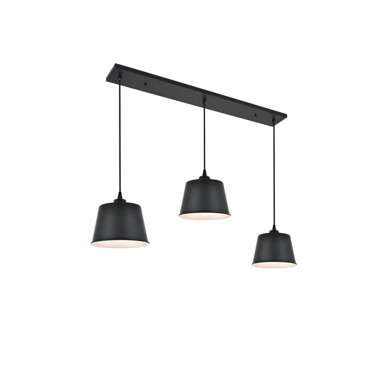 Living District Nota 3-Light Mid-Century Metal Pendant in Black