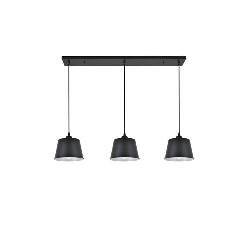 Living District Nota 3-Light Mid-Century Metal Pendant in Black