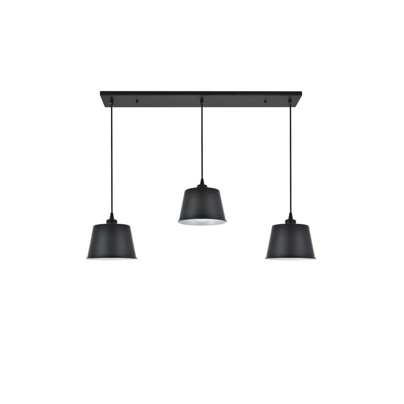 Living District Nota 3-Light Mid-Century Metal Pendant in Black