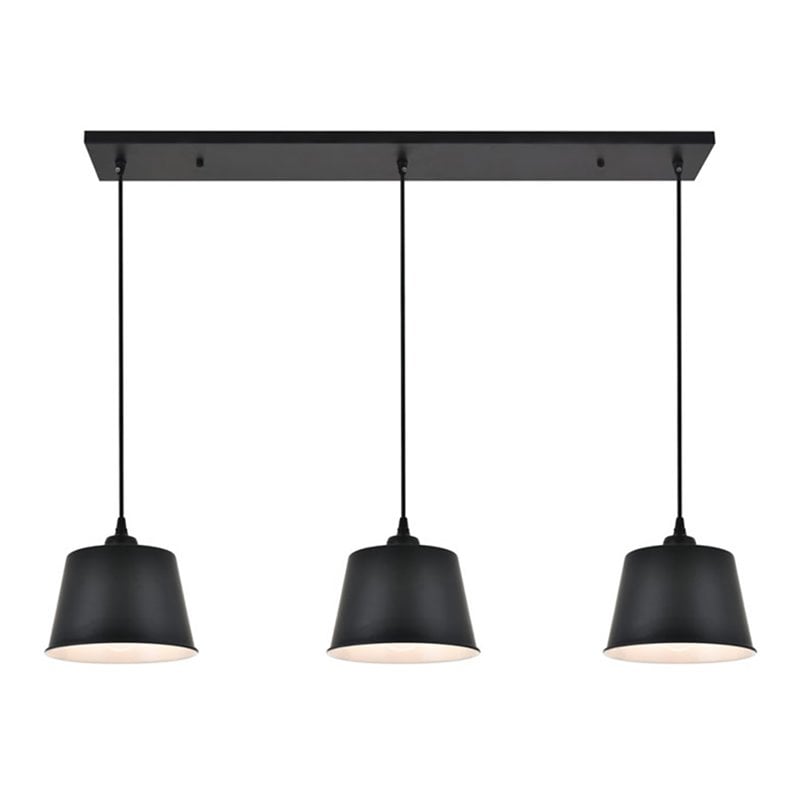Living District Nota 3-Light Mid-Century Metal Pendant in Black