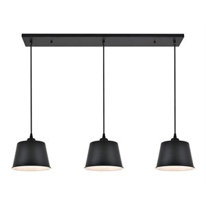Living District Nota 3-Light Mid-Century Metal Pendant in Black