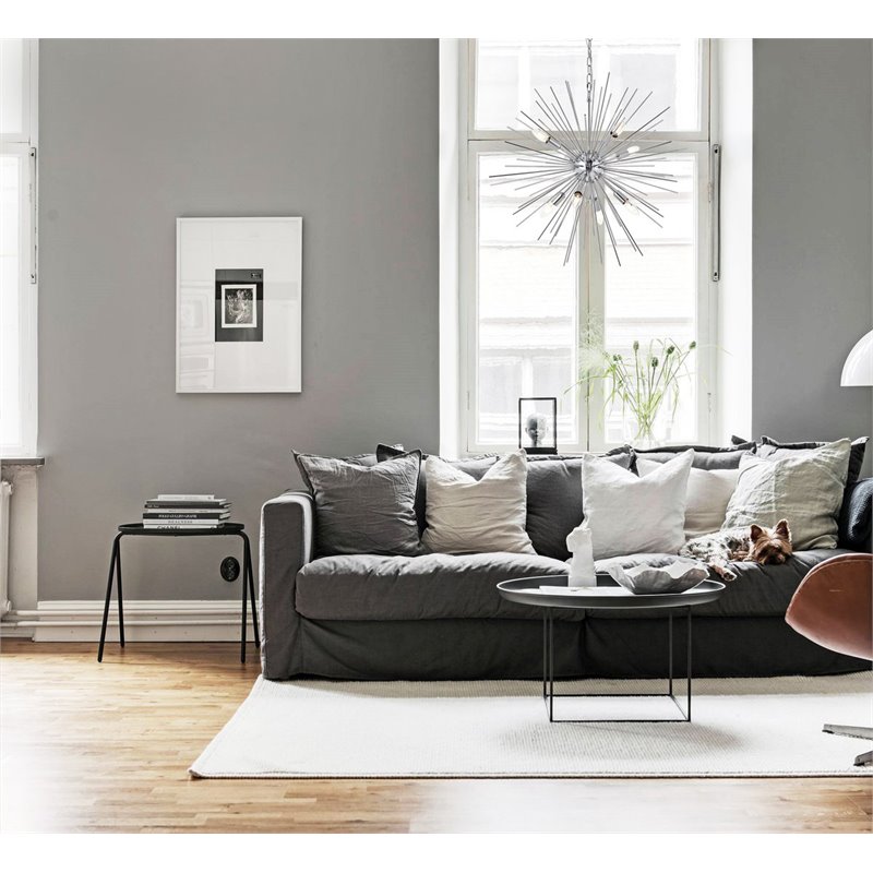 Living District Timber 8-Light Mid-Century Metal Pendant in Chrome