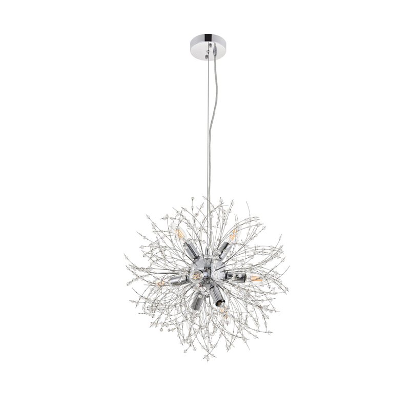 Living District Flores 8-Light Mid-Century Metal Pendant in Chrome and Clear