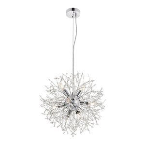 Living District Flores 8-Light Mid-Century Metal Pendant in Chrome and Clear