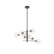 Living District Paragon 6-Light Metal Pendant in Matte Black/Brass/Clear