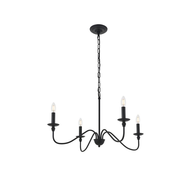 Living District Rohan 4-Light Mid-Century Metal Pendant in Matte Black