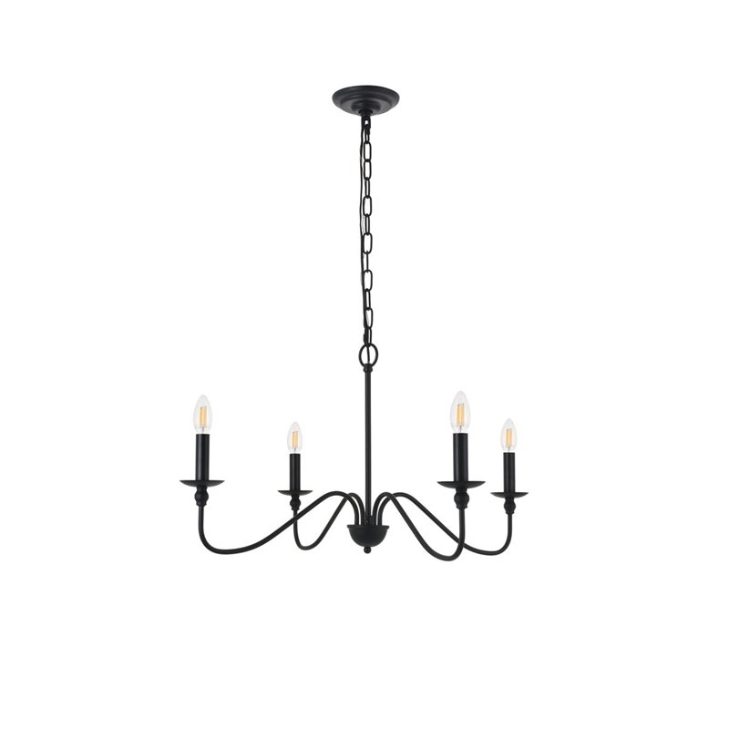 Living District Rohan 4-Light Mid-Century Metal Pendant in Matte Black