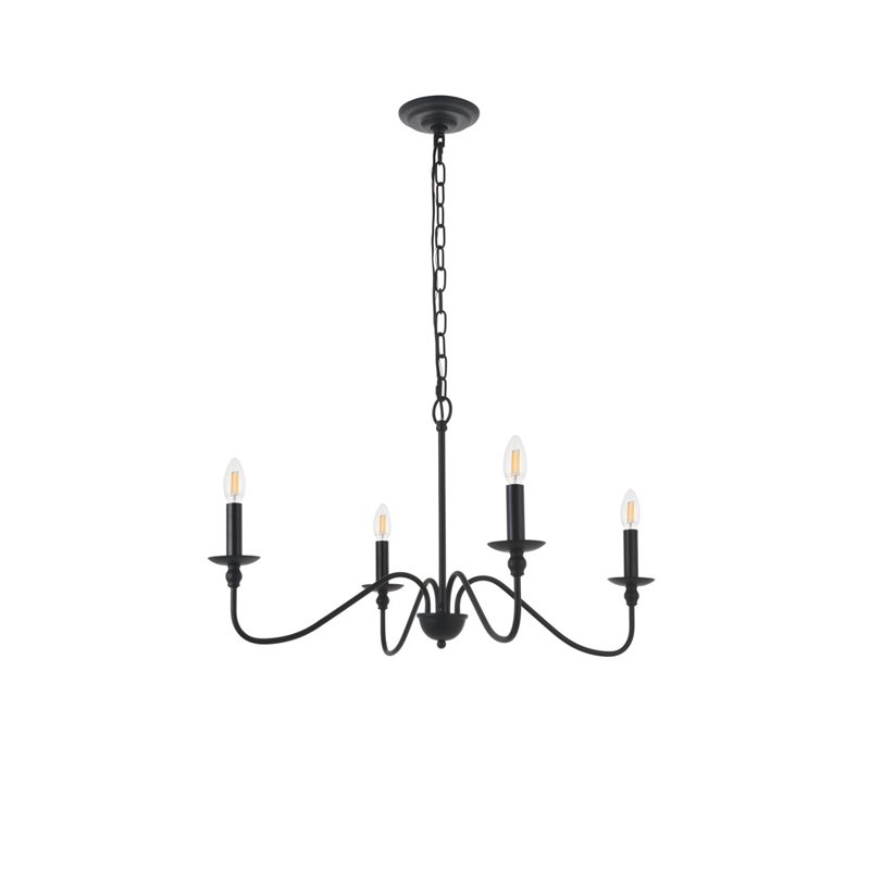 Living District Rohan 4-Light Mid-Century Metal Pendant in Matte Black
