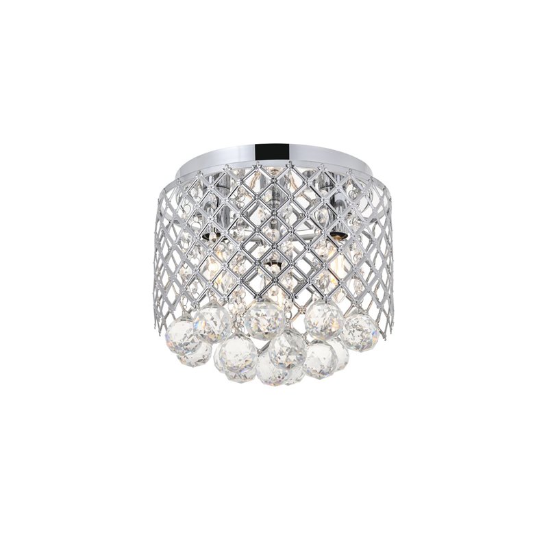 Living District Tully 3-Light Mid-Century Metal Flush Mount in Chrome and Clear