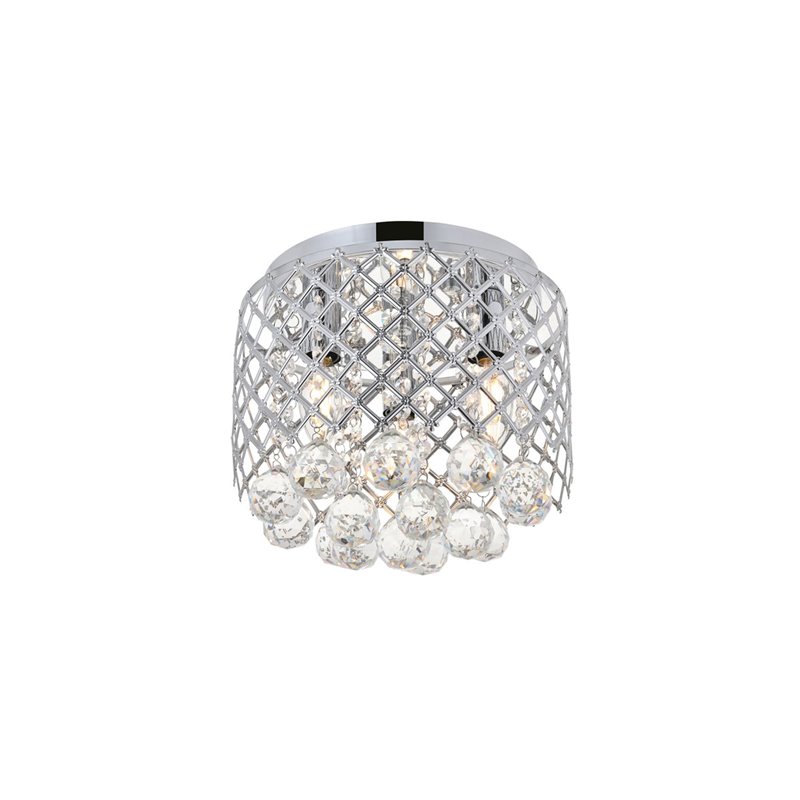 Living District Tully 3-Light Mid-Century Metal Flush Mount in Chrome and Clear