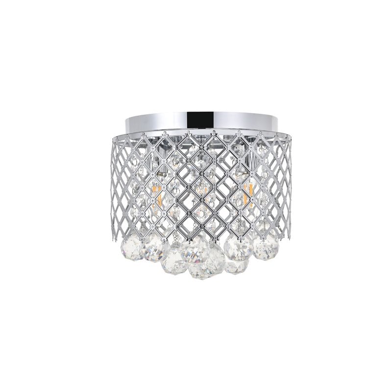 Living District Tully 3-Light Mid-Century Metal Flush Mount in Chrome and Clear