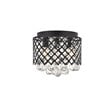 Living District Tully 3-Light Mid-Century Metal Flush Mount in Matte Black/Clear