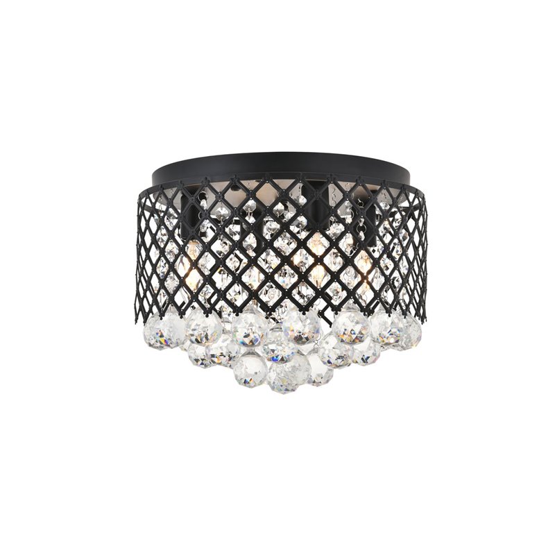 Living District Tully 4-Light Mid-Century Metal Flush Mount in Matte Black/Clear