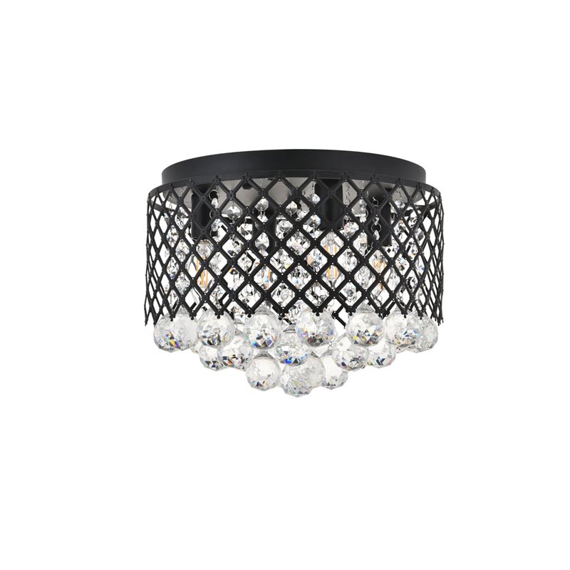 Living District Tully 4-Light Mid-Century Metal Flush Mount in Matte Black/Clear