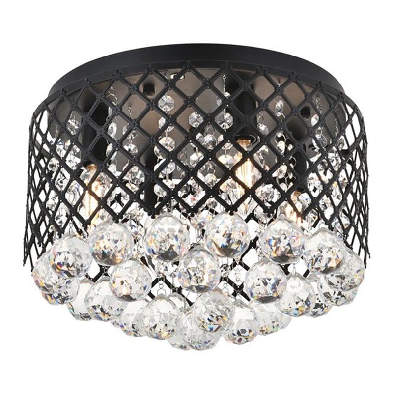 Living District Tully 4-Light Mid-Century Metal Flush Mount in Matte Black/Clear