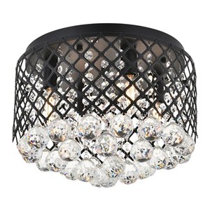 Living District Tully 4-Light Mid-Century Metal Flush Mount in Matte Black/Clear