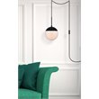 Living District Eclipse 1-Light Mid-Century Metal Pendant in Black/Frosted White