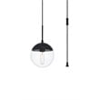 Living District Eclipse 1-Light Mid-Century Metal Pendant in Black and Clear