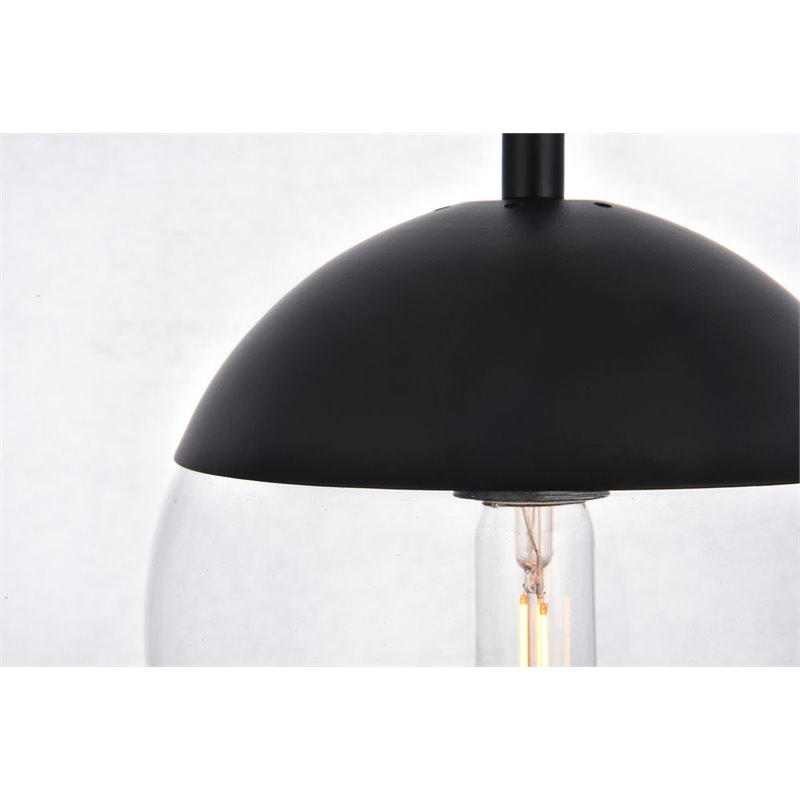 Living District Eclipse 1-Light Mid-Century Metal Pendant in Black and Clear