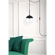 Living District Eclipse 1-Light Mid-Century Metal Pendant in Black and Clear