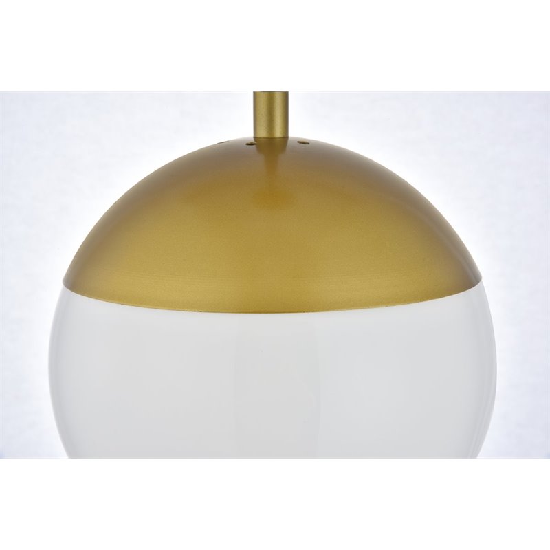 Living District Eclipse 1-Light Mid-Century Metal Pendant in Brass and White