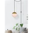 Living District Eclipse 1-Light Mid-Century Metal Pendant in Brass and White