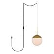 Living District Eclipse 1-Light Mid-Century Metal Pendant in Brass and White