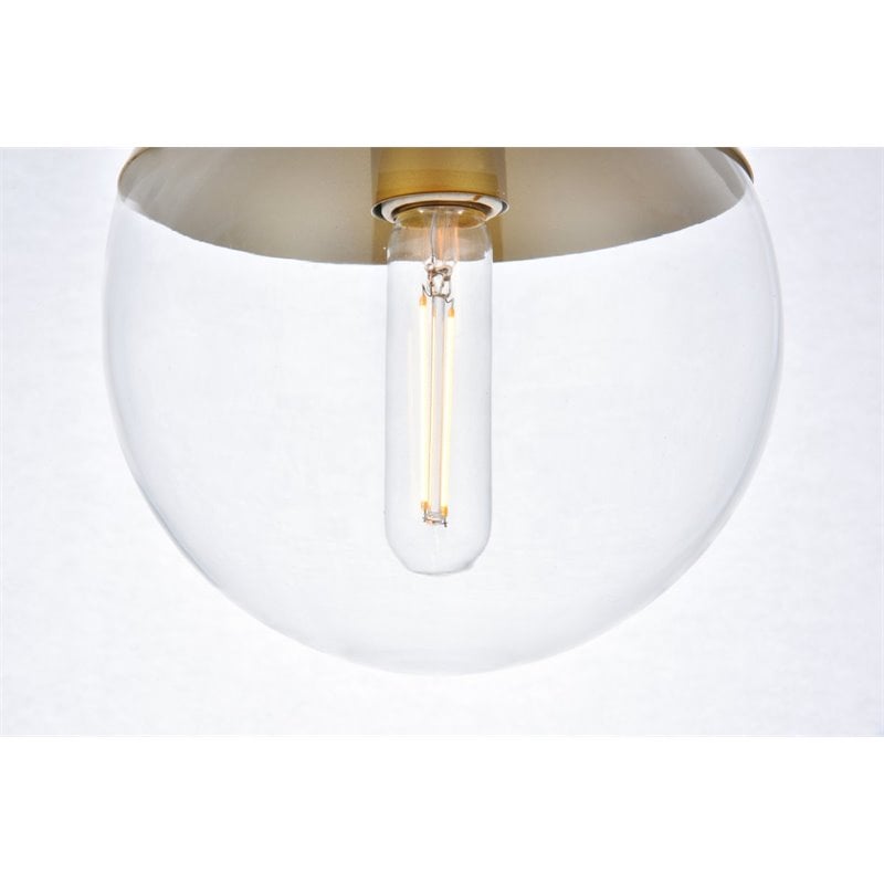 Living District Eclipse 1-Light Mid-Century Metal Pendant in Brass and Clear