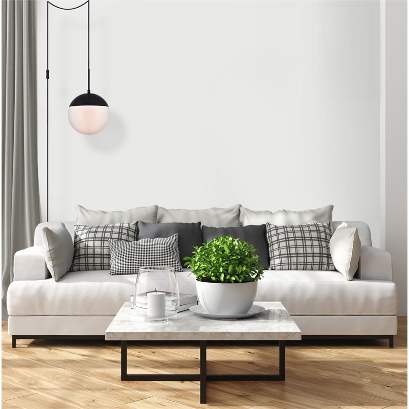 Living District Eclipse 1-Light Mid-Century Metal Pendant in Black and White