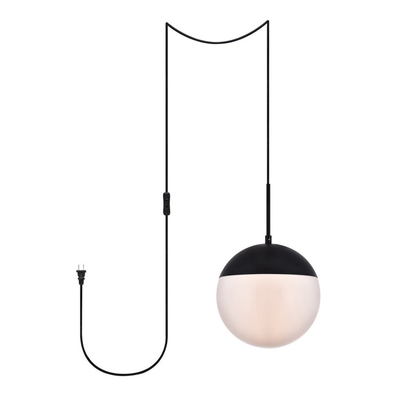Living District Eclipse 1-Light Mid-Century Metal Pendant in Black and White