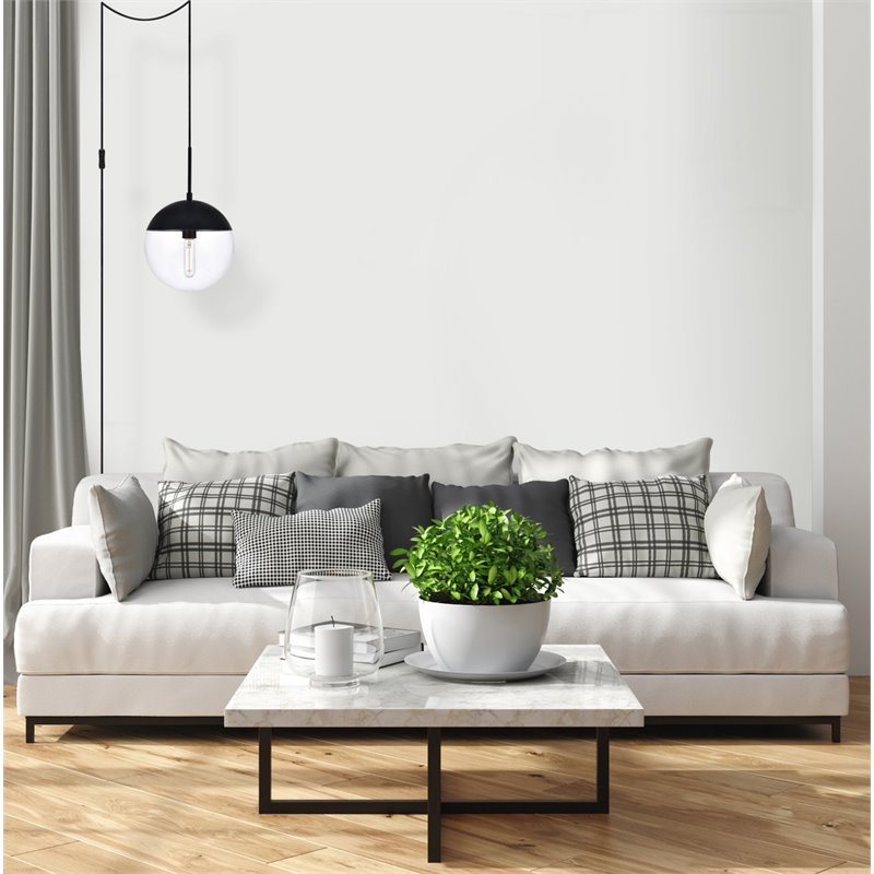 Living District Eclipse 1-Light Mid-Century Metal Pendant in Black and Clear