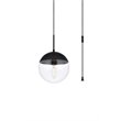 Living District Eclipse 1-Light Mid-Century Metal Pendant in Black and Clear