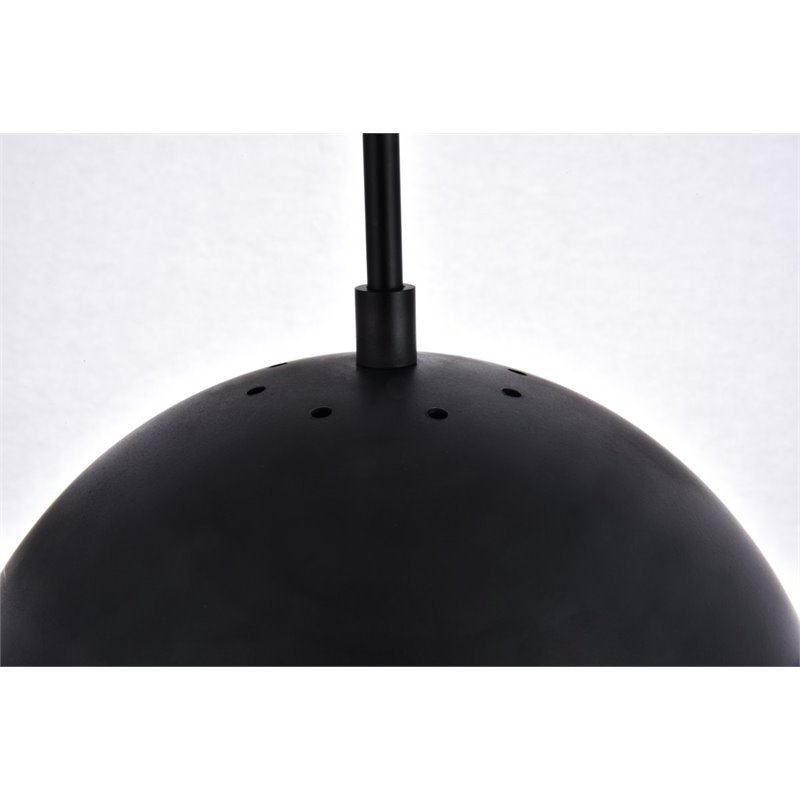 Living District Eclipse 1-Light Mid-Century Metal Pendant in Black and Clear