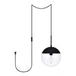 Living District Eclipse 1-Light Mid-Century Metal Pendant in Black and Clear