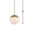 Living District Eclipse 1-Light Mid-Century Metal Pendant in Brass/Frosted White